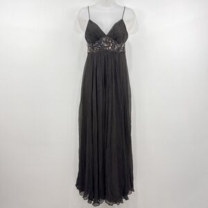 VTG Y2K BCBGMaxazria 100% Silk Dress 4 Brown Forest Fairy Babydoll Whimsigoth